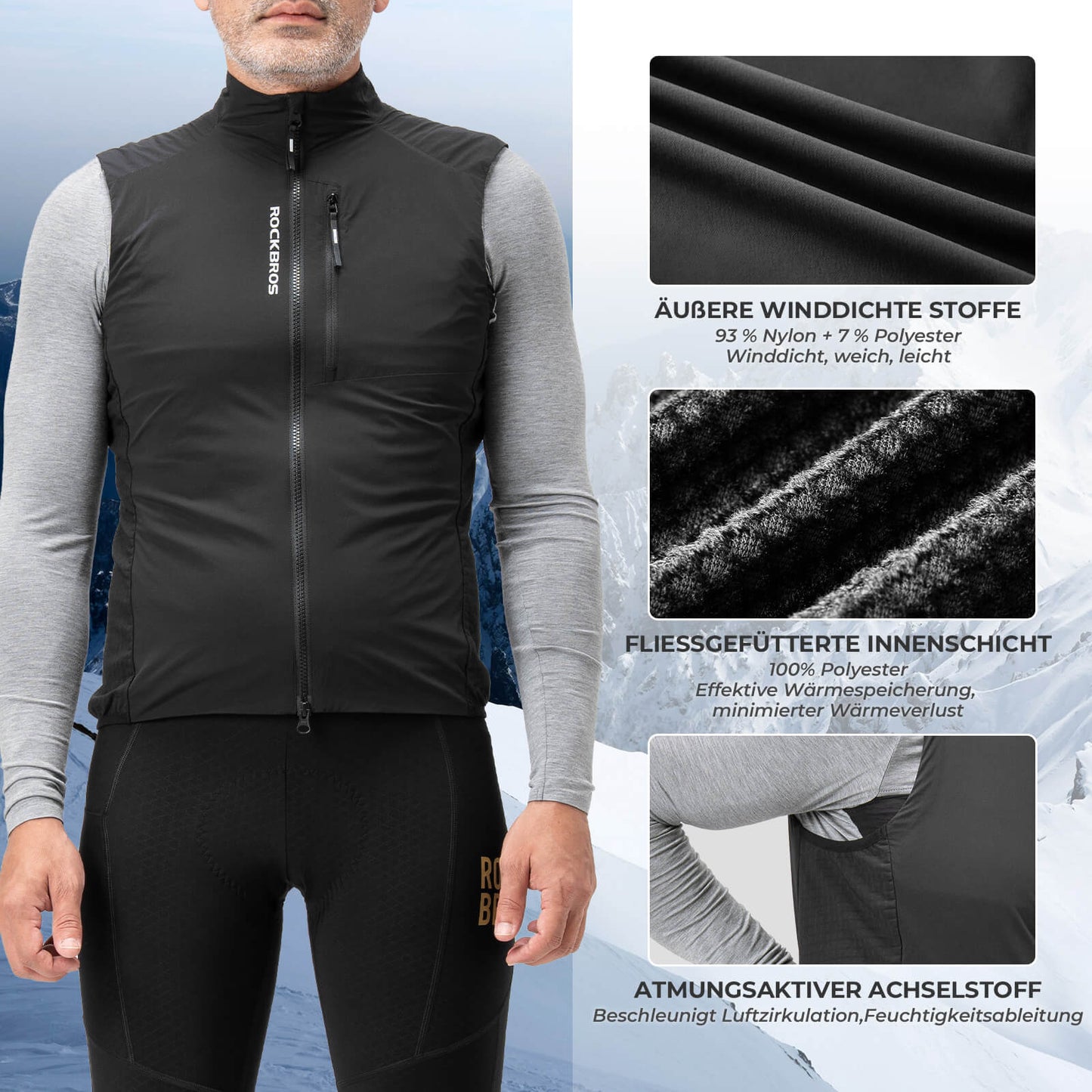 Gilet de cyclisme sans manches, coupe-vent, pliable et respirant ROCKBROS