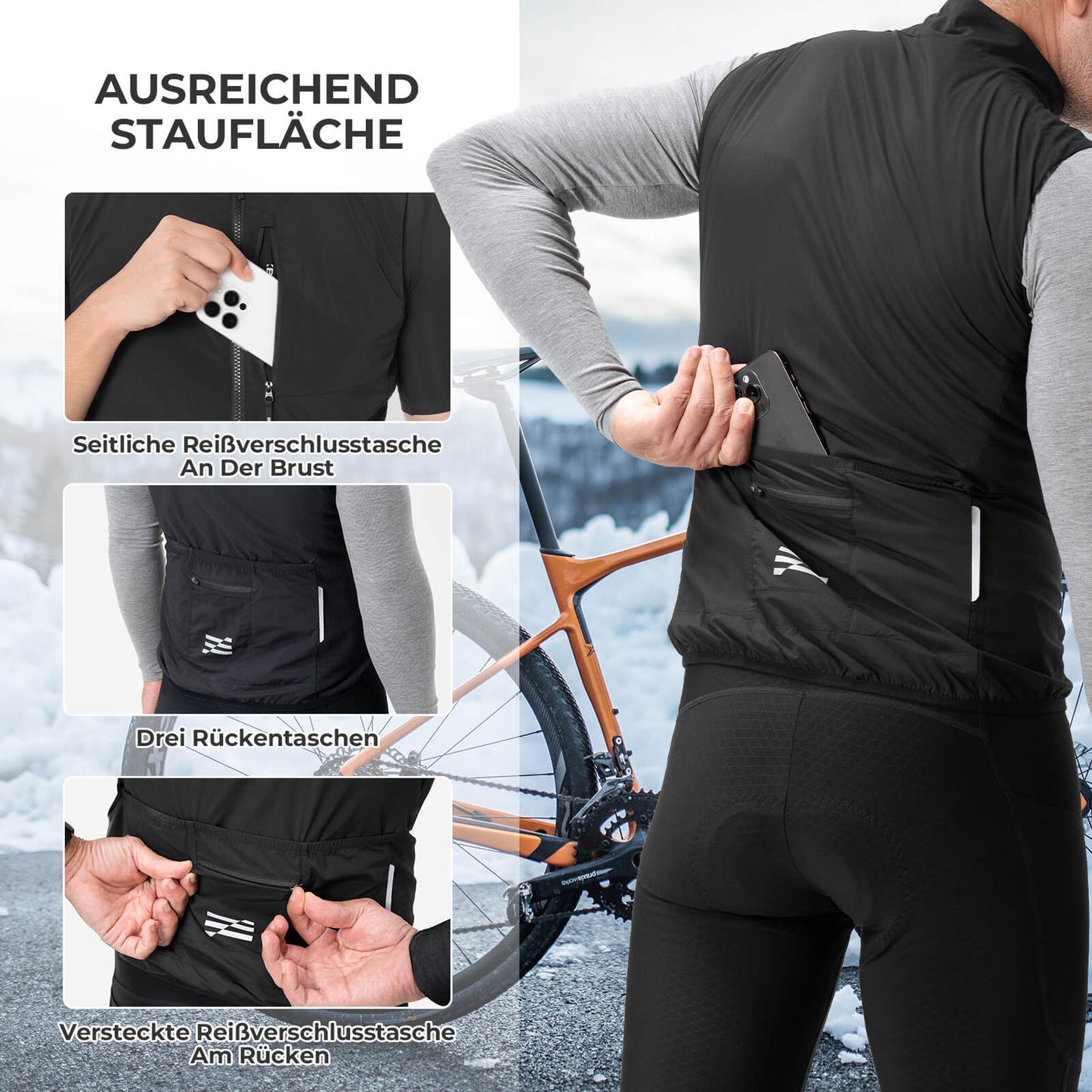 Gilet de cyclisme sans manches, coupe-vent, pliable et respirant ROCKBROS