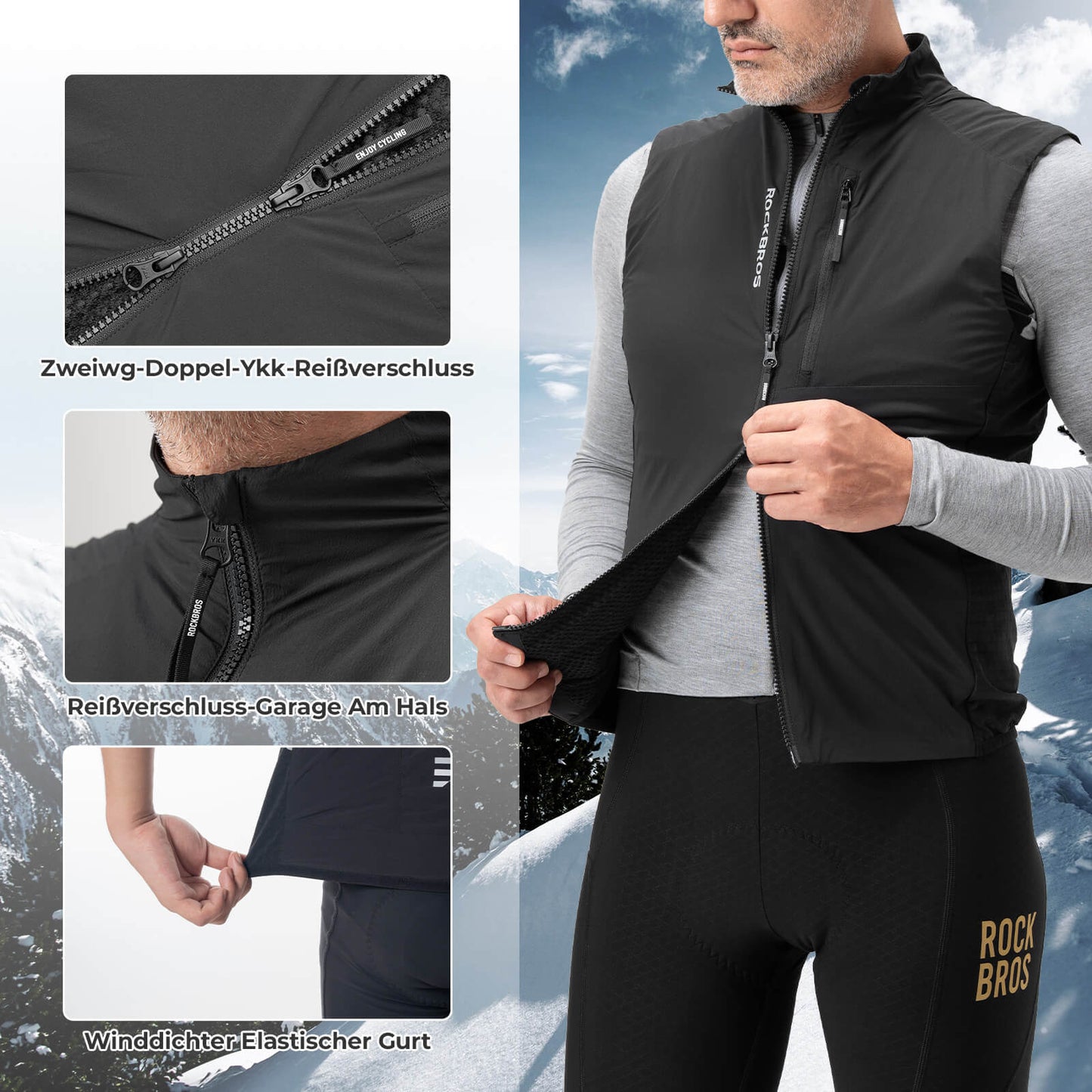 Gilet de cyclisme sans manches, coupe-vent, pliable et respirant ROCKBROS