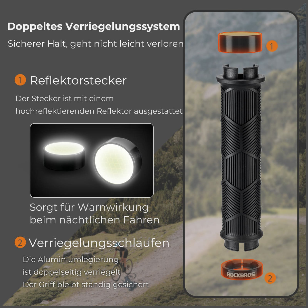 ROCKBROS Poignées de vélo à double serrage pour guidons de 22,2 mm