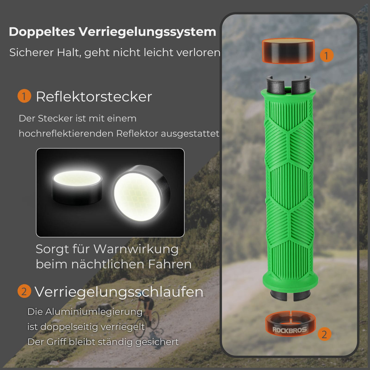 ROCKBROS Poignées de vélo à double serrage pour guidons de 22,2 mm