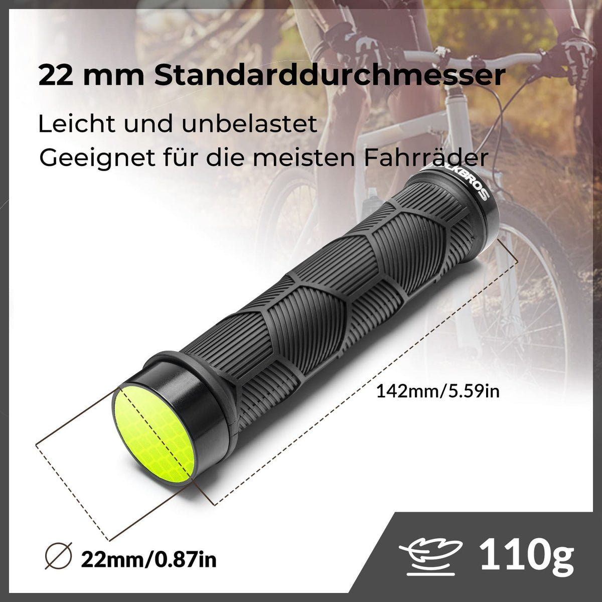 ROCKBROS Poignées de vélo à double serrage pour guidons de 22,2 mm