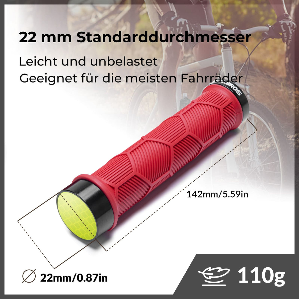 ROCKBROS Poignées de vélo à double serrage pour guidons de 22,2 mm