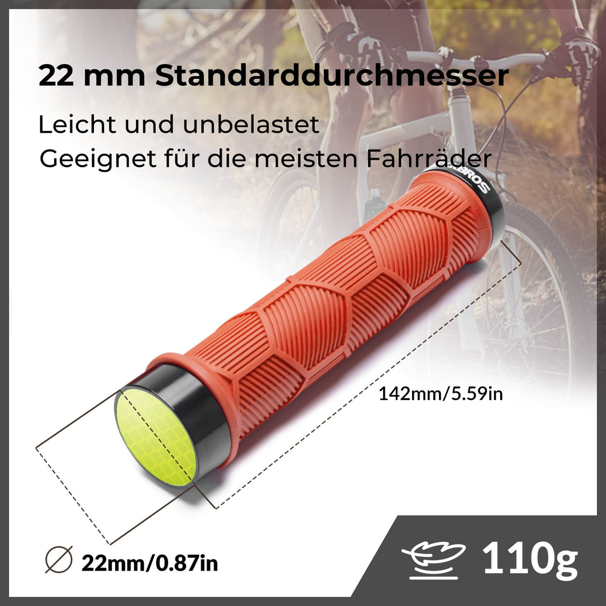 ROCKBROS Poignées de vélo à double serrage pour guidons de 22,2 mm