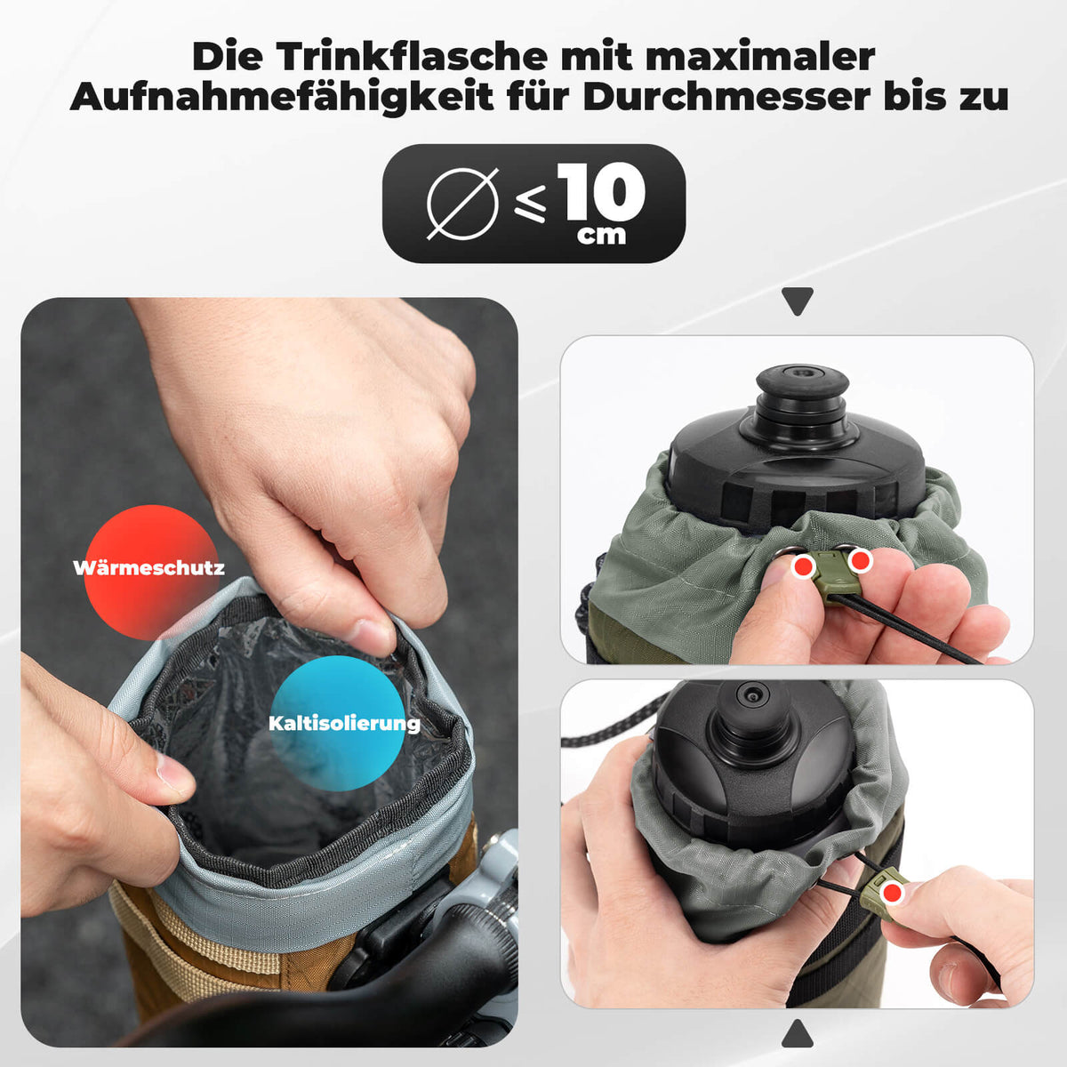 ROCKBROS Sacche de guidon de vélo 1.2L pour bouteilles Ø10 cm