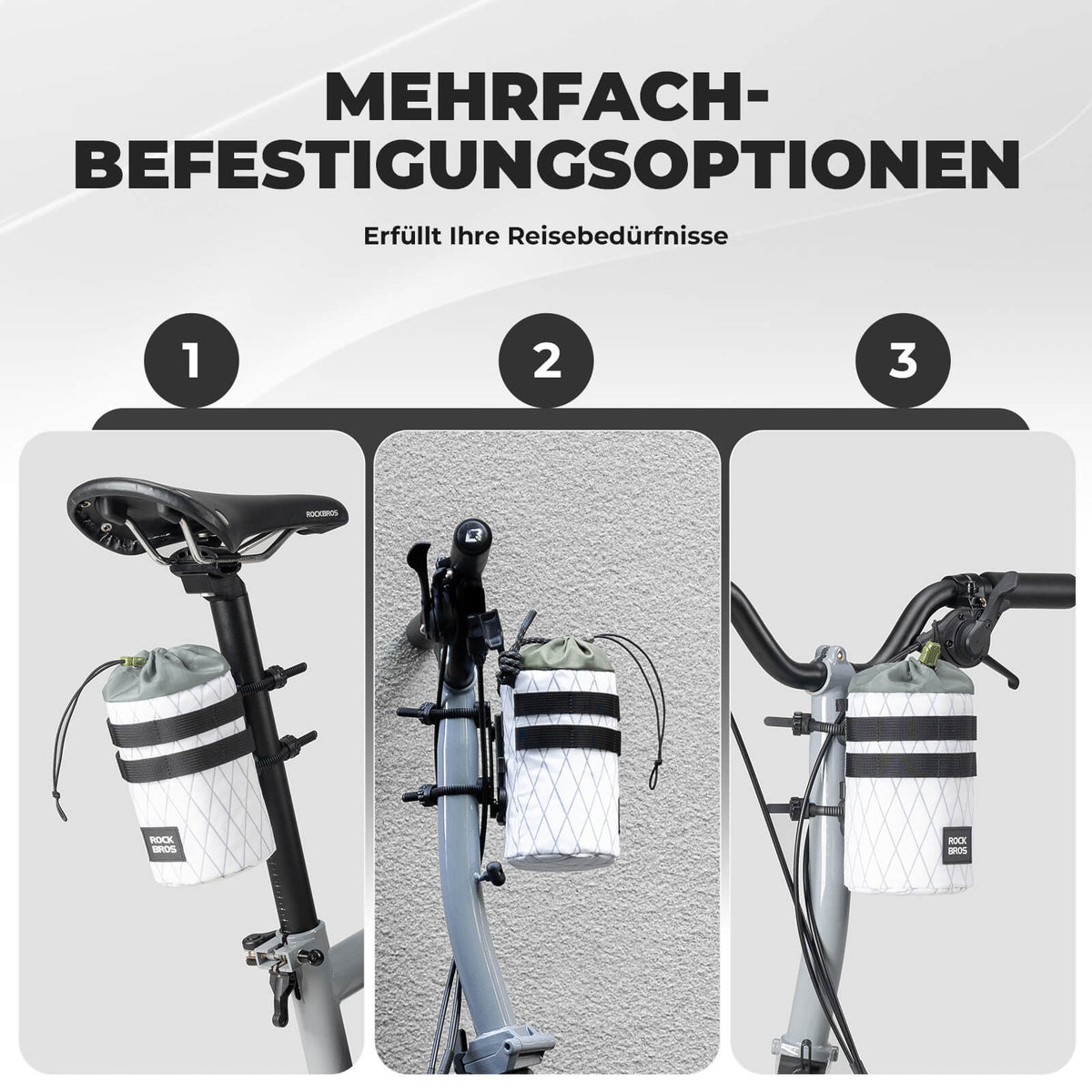 ROCKBROS Sacche de guidon de vélo 1.2L pour bouteilles Ø10 cm