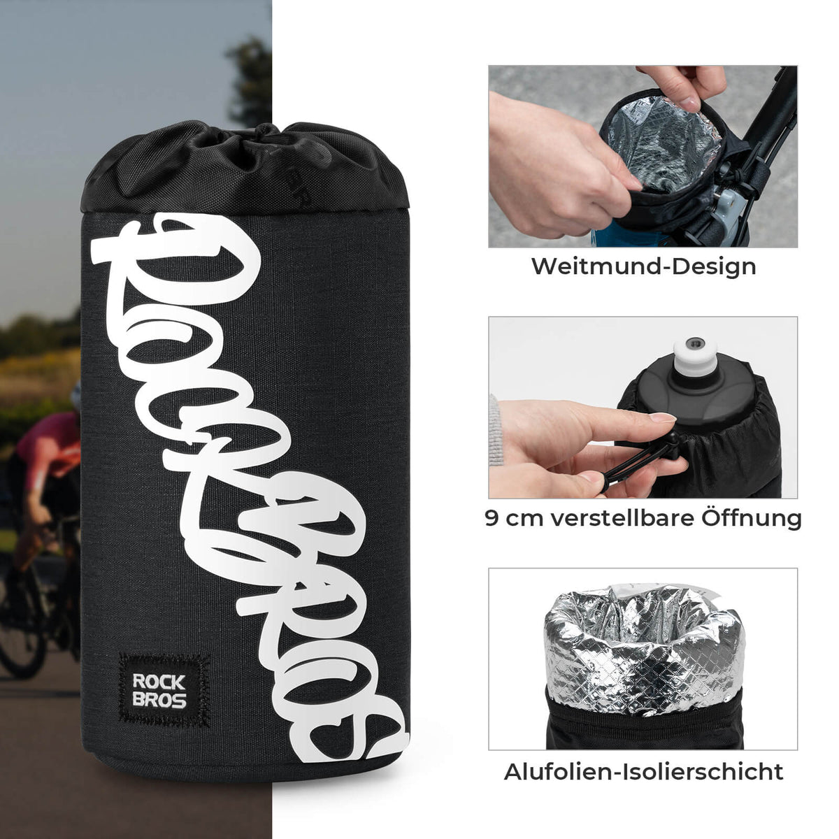 ROCKBROS Sacche de guidon vélo Mini 1L pour bidons Ø9 cm