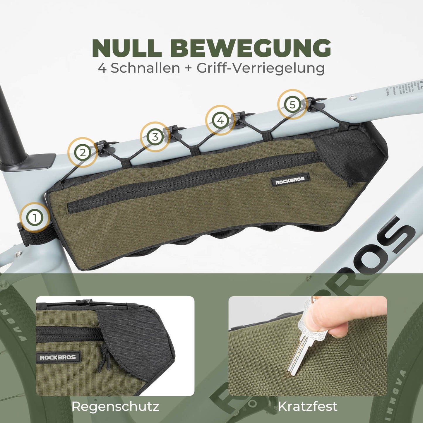 Sacoche de cadre de vélo, sacoche triangulaire, 1,9 L, ultra-mince et à accès rapide, ROCKBROS