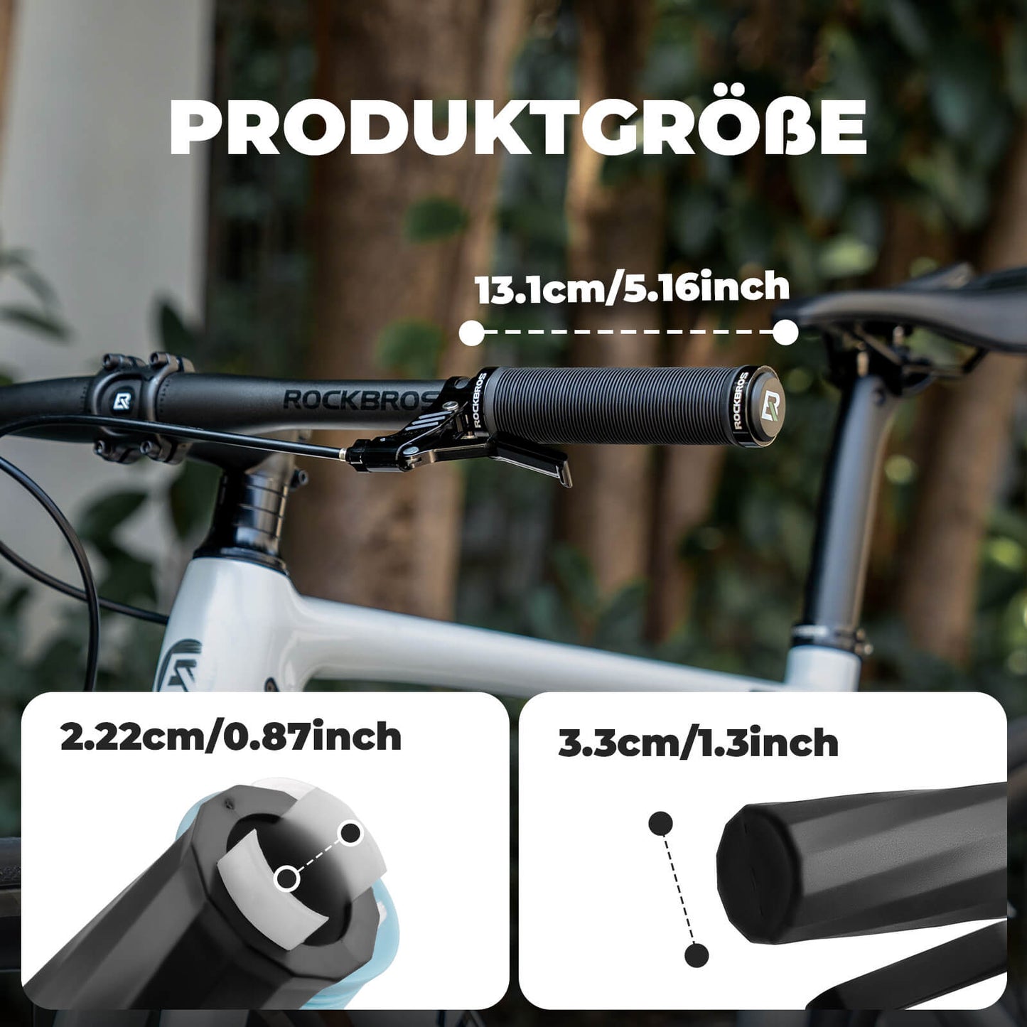 Poignées de vélo antidérapantes, double système de verrouillage, 22,2 mm, ROCKBROS