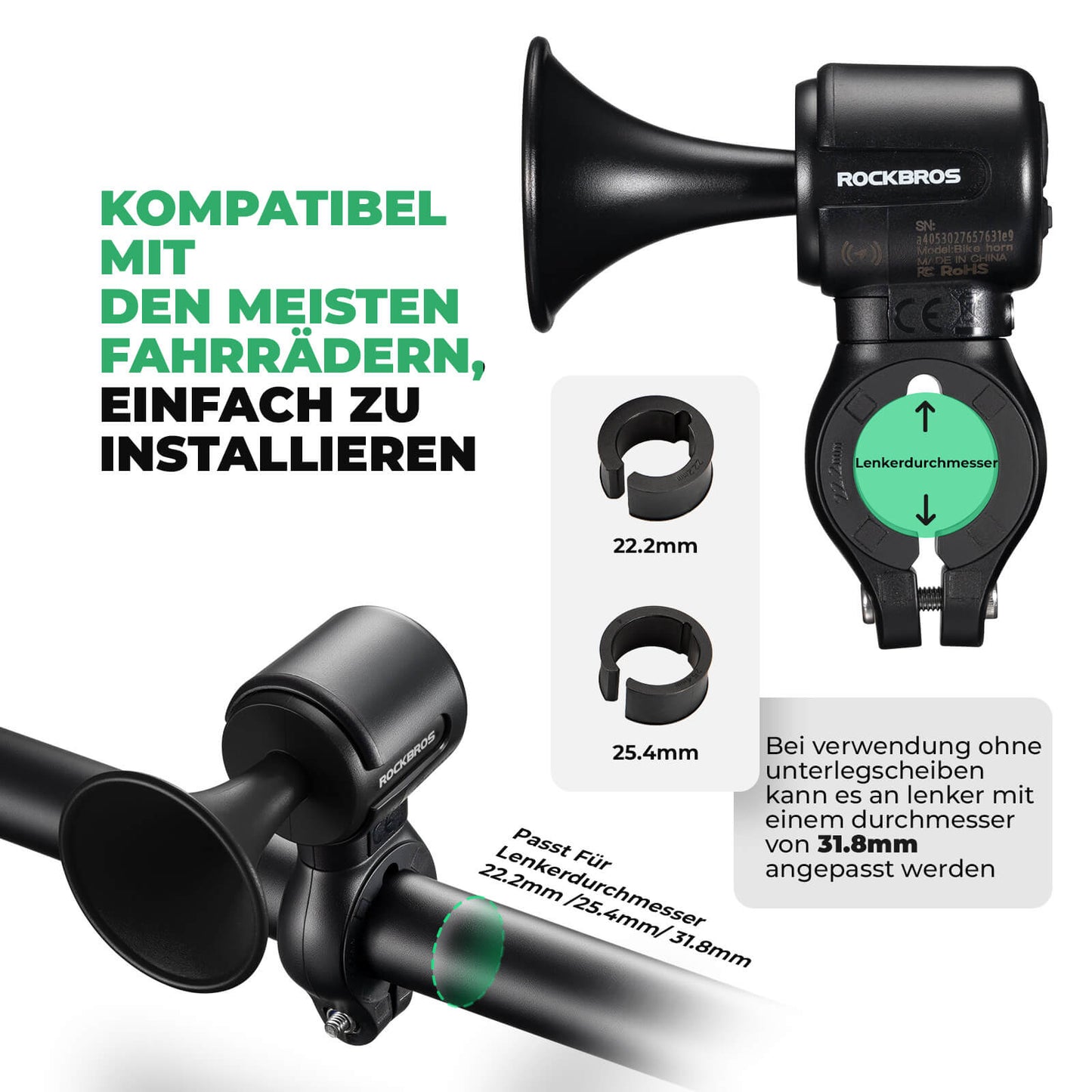 Sonnette de vélo électrique, tonalité de 120 dB, étanche IPX5, suivi smartphone, ROCKBROS