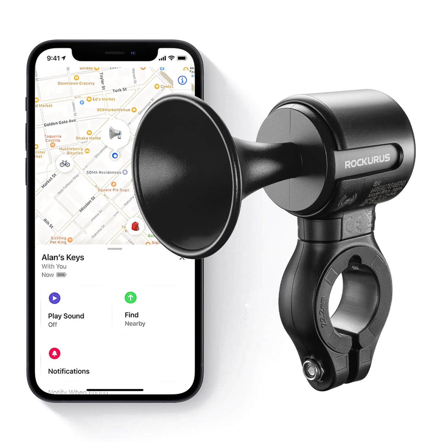 Sonnette de vélo électrique, tonalité de 120 dB, étanche IPX5, suivi smartphone, ROCKBROS