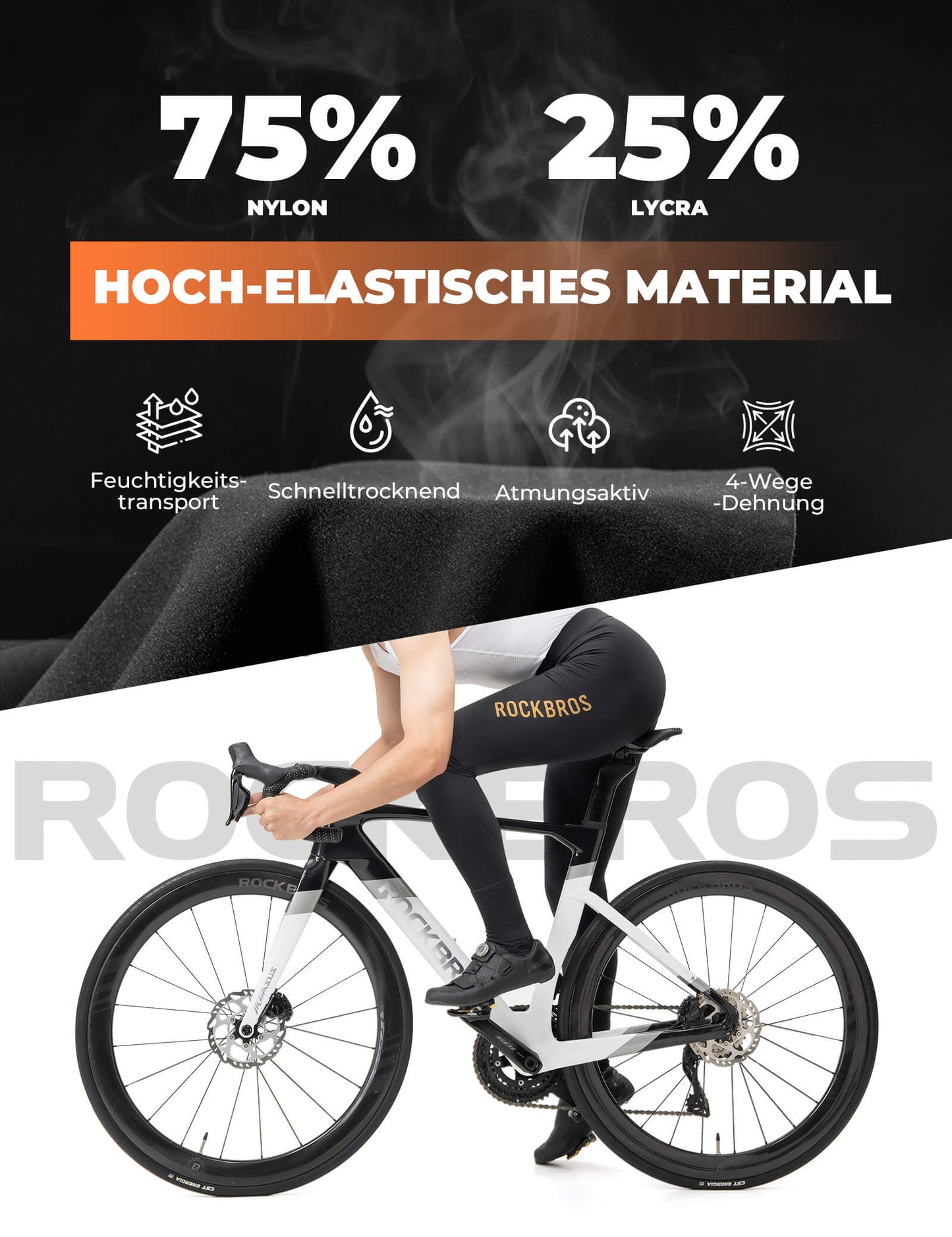 Cuissard de cyclisme long rembourré pour homme ROCKBROS