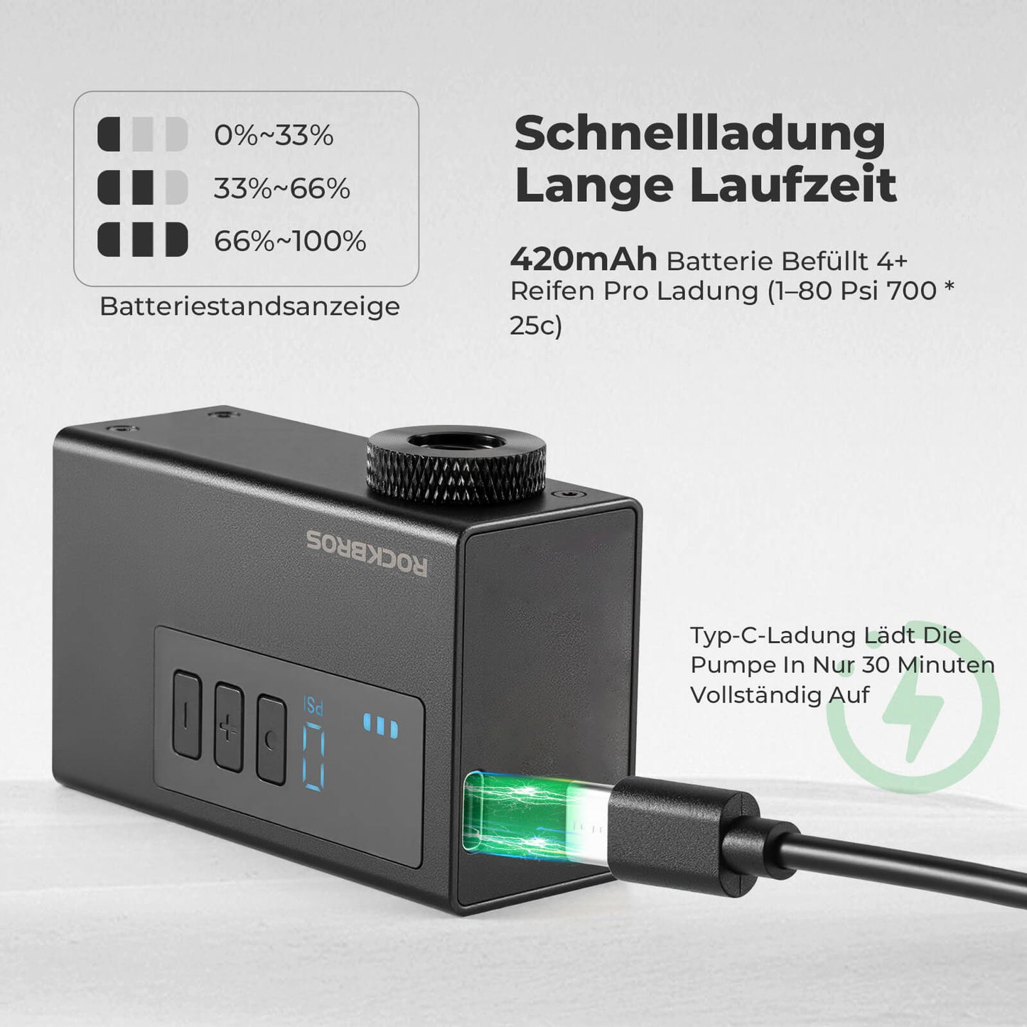 Mini pompe à vélo électrique portable AS240 Pro ROCKBROS