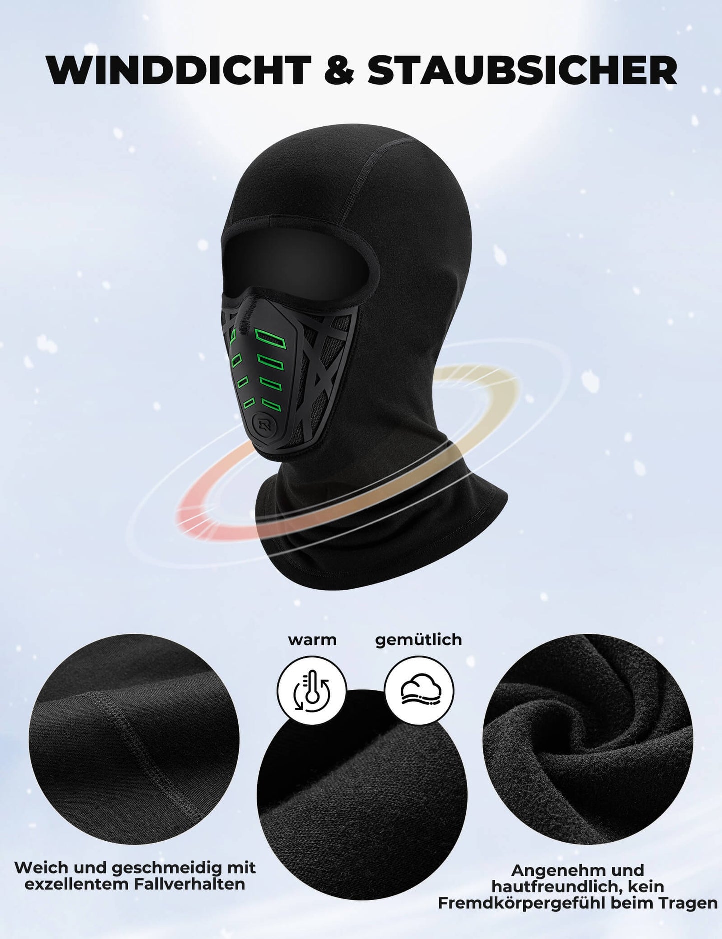Capuche de lestage multifonctionnelle, coupe-vent et anti-poussière, respirante avec protection du cou, ROCKBROS