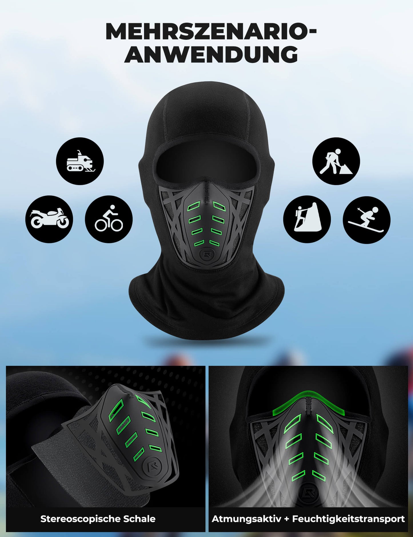 Capuche de lestage multifonctionnelle, coupe-vent et anti-poussière, respirante avec protection du cou, ROCKBROS