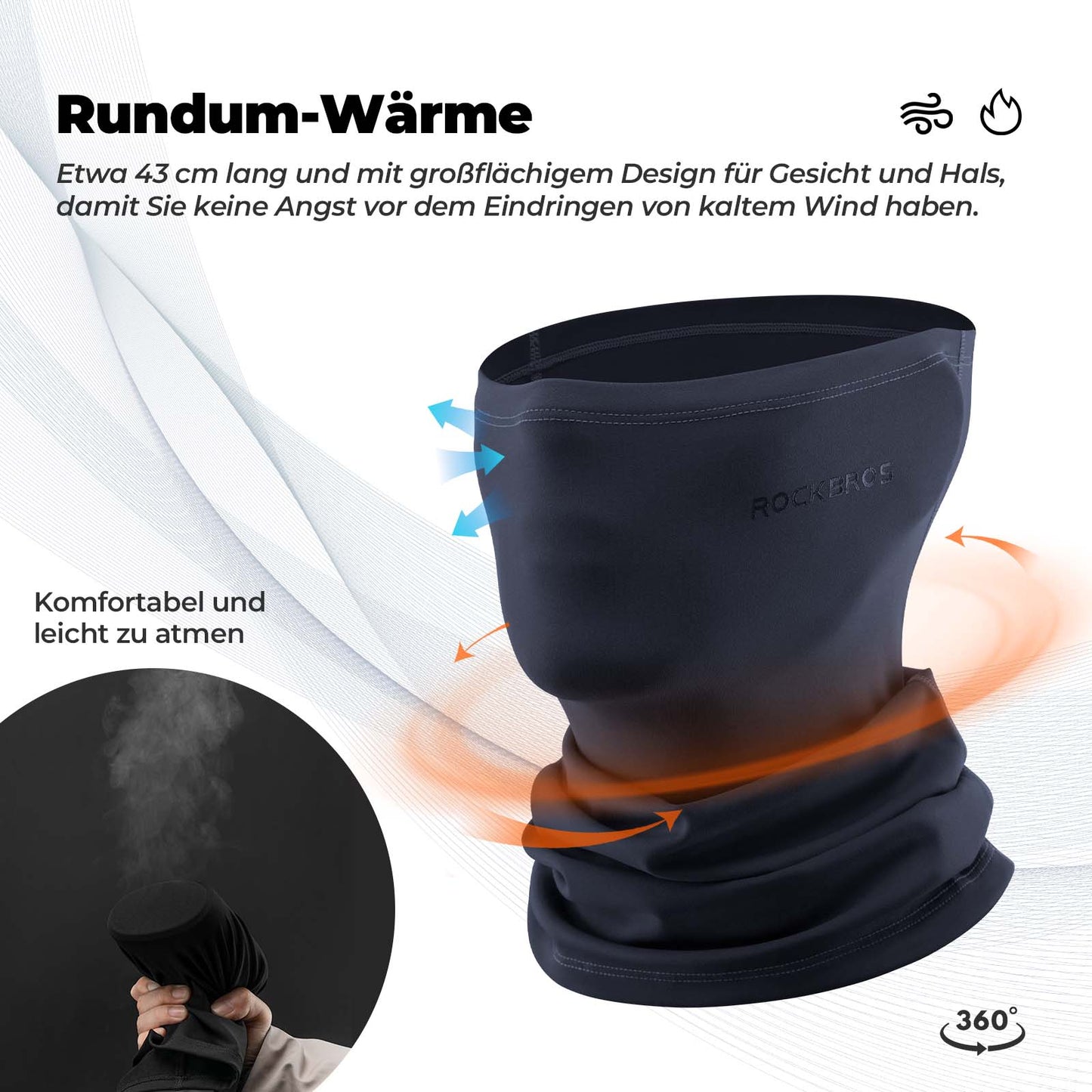 Cagoule multifonctionnelle en polaire, masque doux pour le visage, écharpe tubulaire ROCKBROS