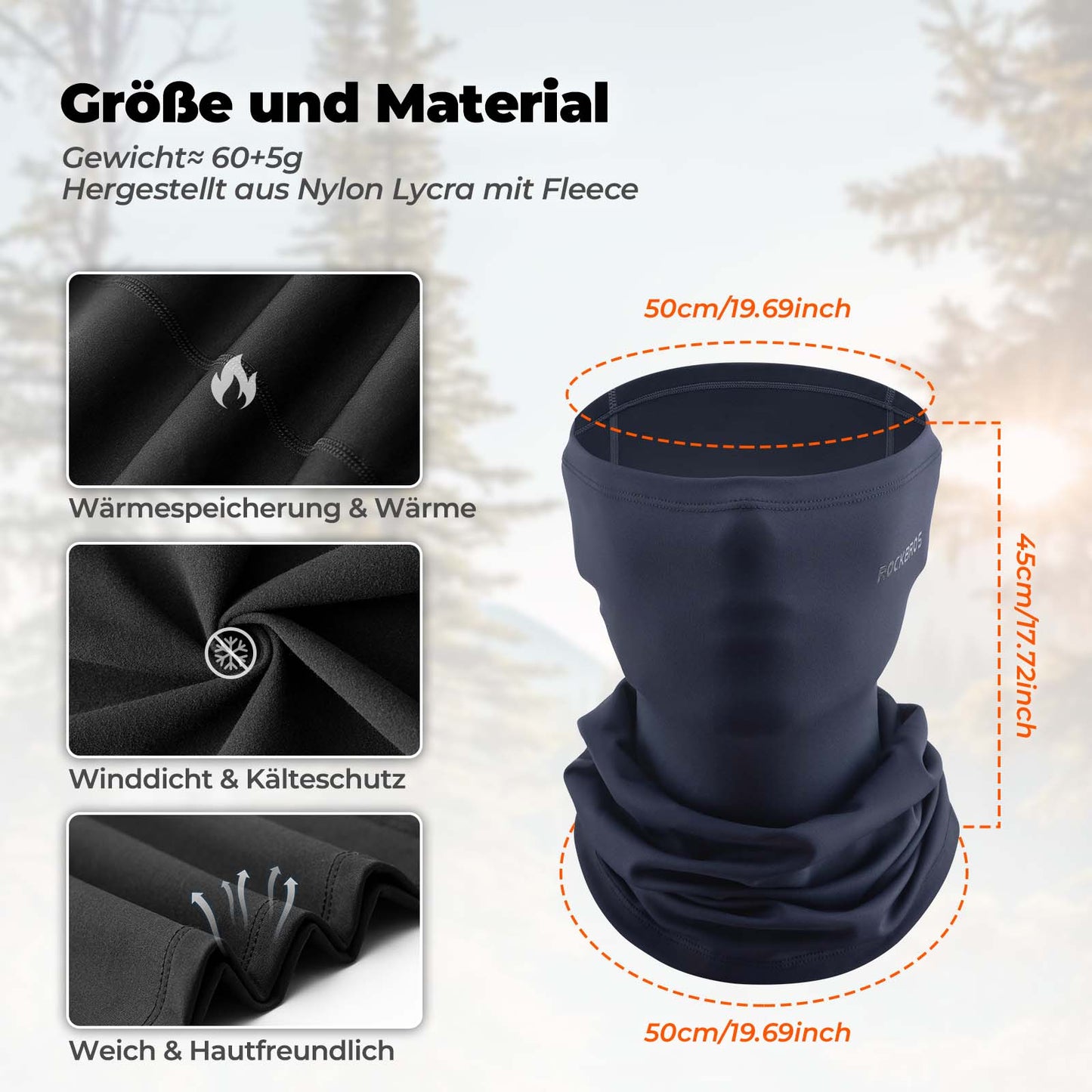 Cagoule multifonctionnelle en polaire, masque doux pour le visage, écharpe tubulaire ROCKBROS