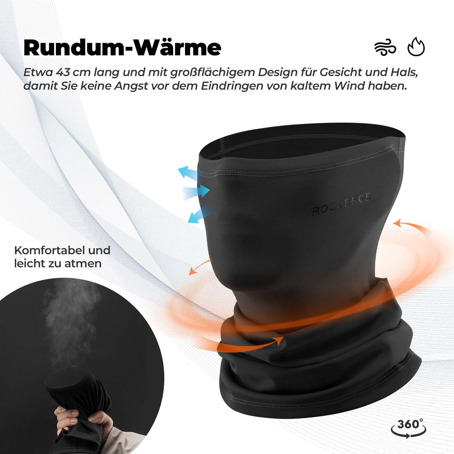 Cagoule multifonctionnelle en polaire, masque doux pour le visage, écharpe tubulaire ROCKBROS