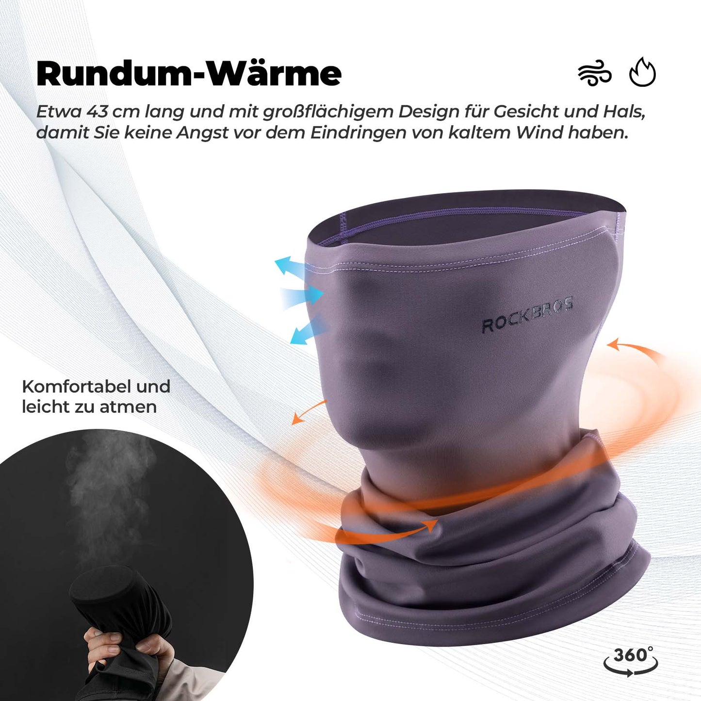 Cagoule multifonctionnelle en polaire, masque doux pour le visage, écharpe tubulaire ROCKBROS