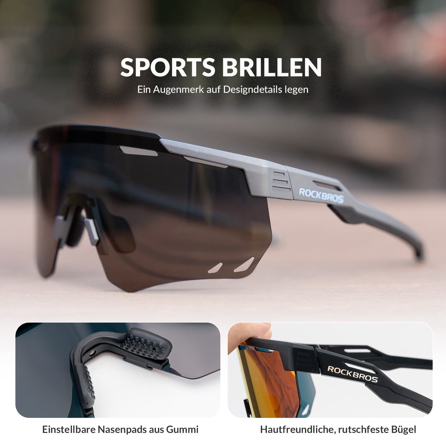 Lunettes de cyclisme ultralégères, lunettes de soleil polarisées avec protection UV400, ROCKBROS