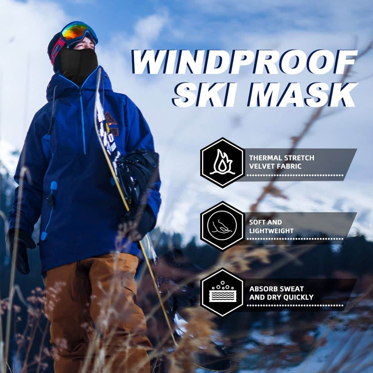 ROCKBROS Cagoule d'hiver Balaclavas pour sports outdoor