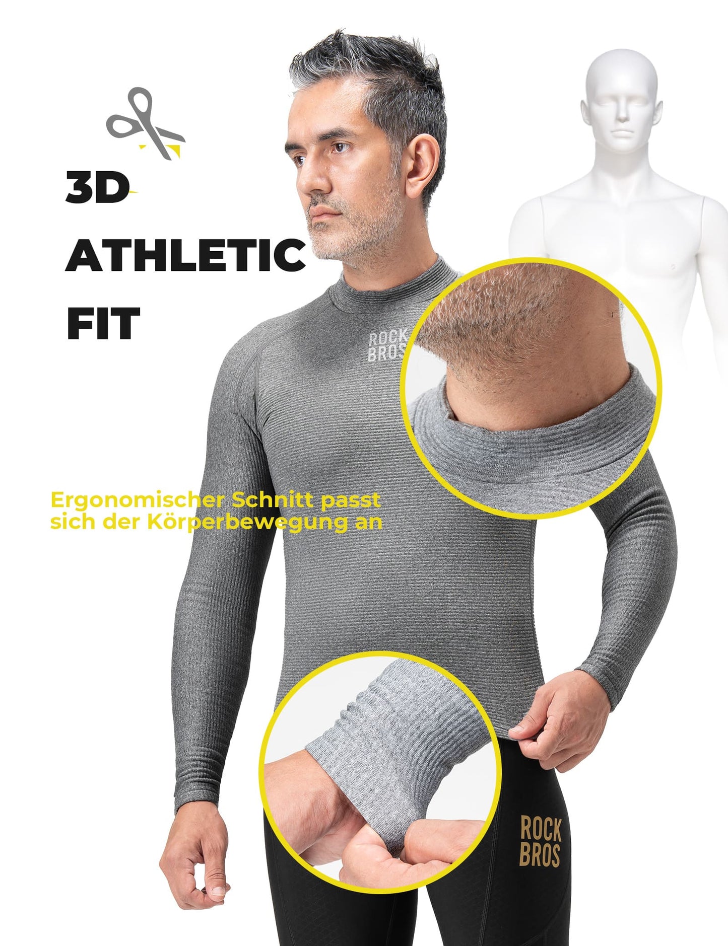 Sous-vêtements de cyclisme double couche, réfléchissants, thermiquement isolés, pour hommes, ROCKBROS