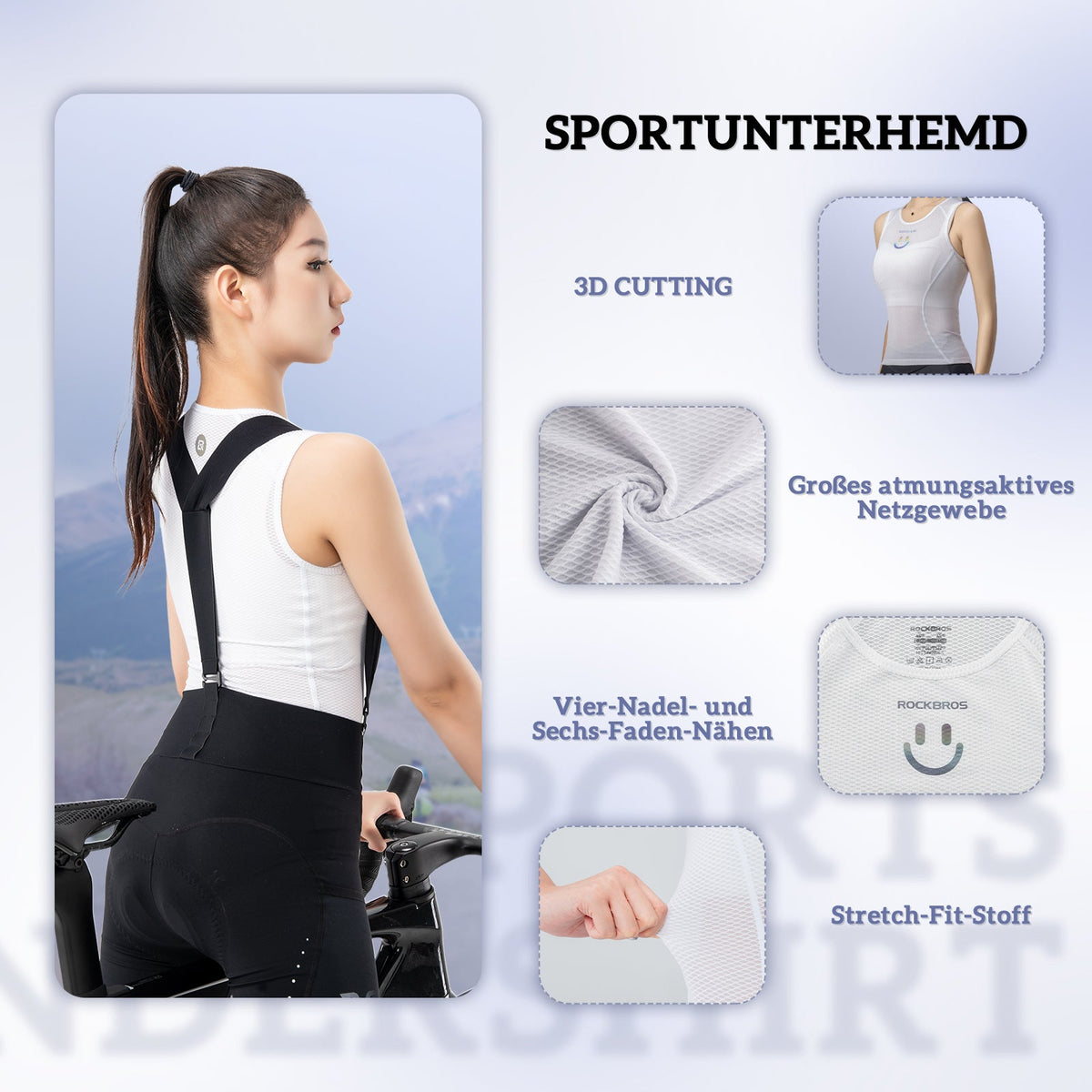 ROCKBROS Débardeur sportif femme respirant baselayer sous-vêtement pour le cyclisme