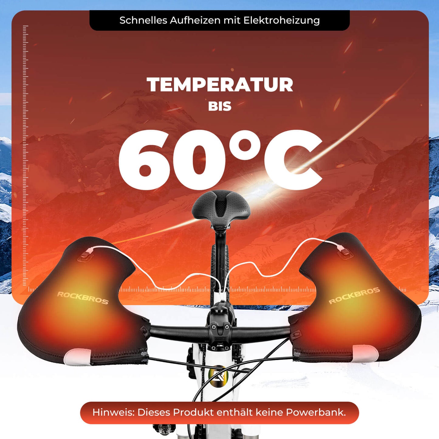Manchons chauffants et étanches pour guidon de vélo - rechargeables ROCKBROS