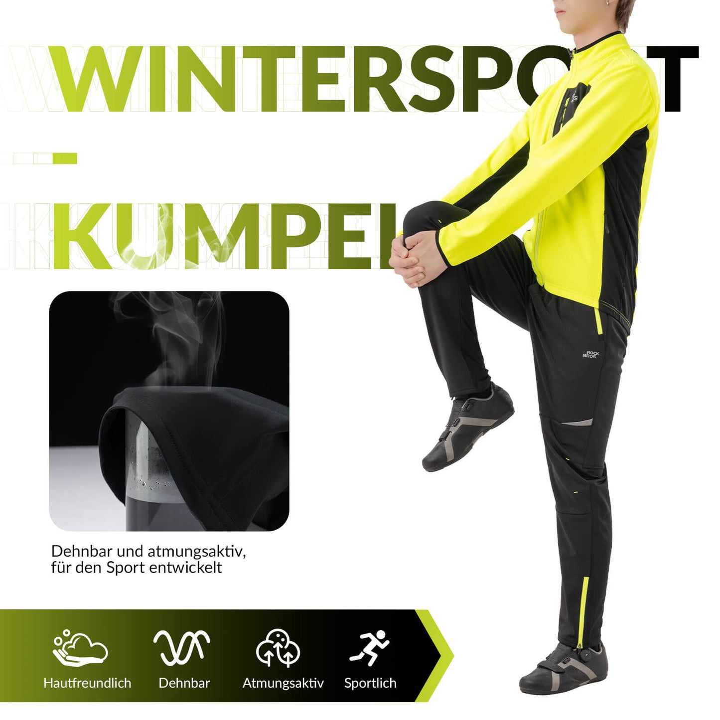 Pantalon de cyclisme pour homme, coupe-vent et chaud pour les sports d'hiver en extérieur, ROCKBROS