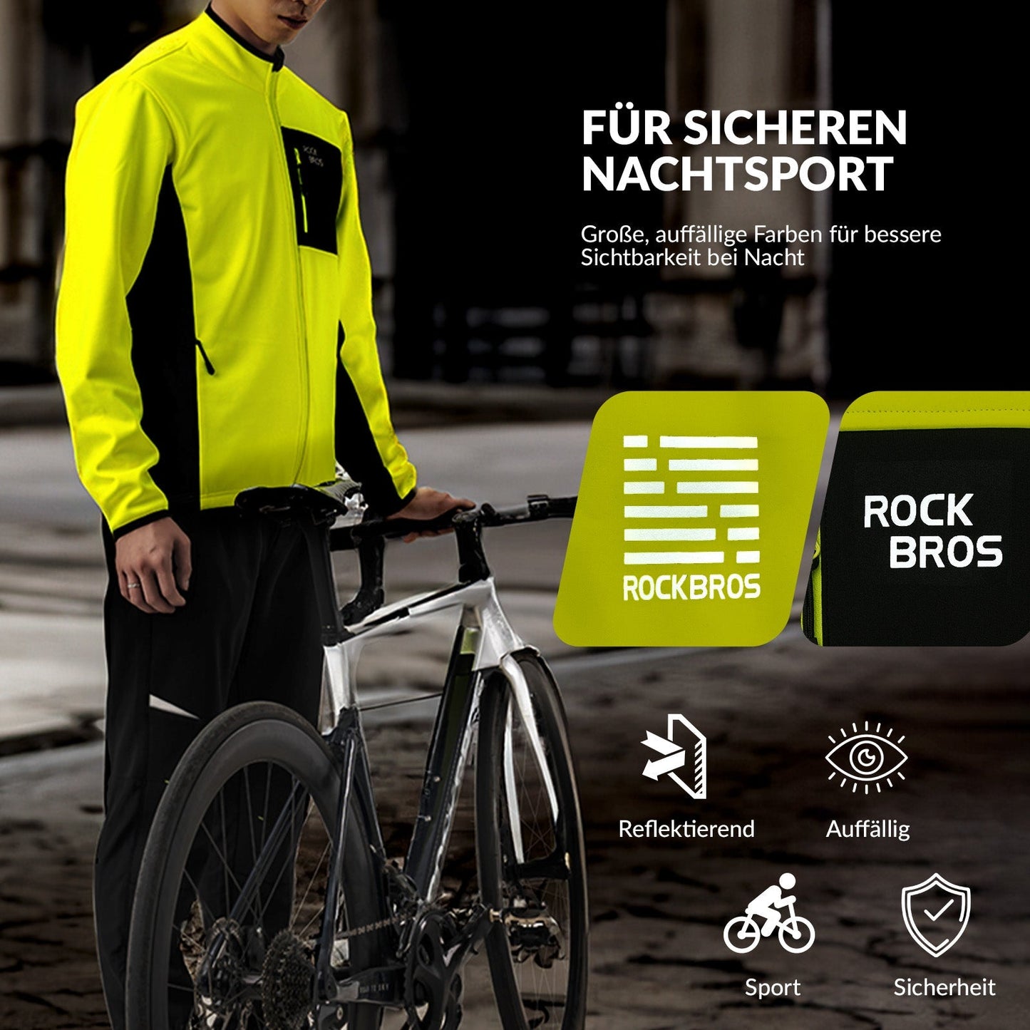 Ensemble veste et pantalon de cyclisme homme, jaune, coupe-vent et chaud, idéal pour l'hiver et les sports de plein air, ROCKBROS
