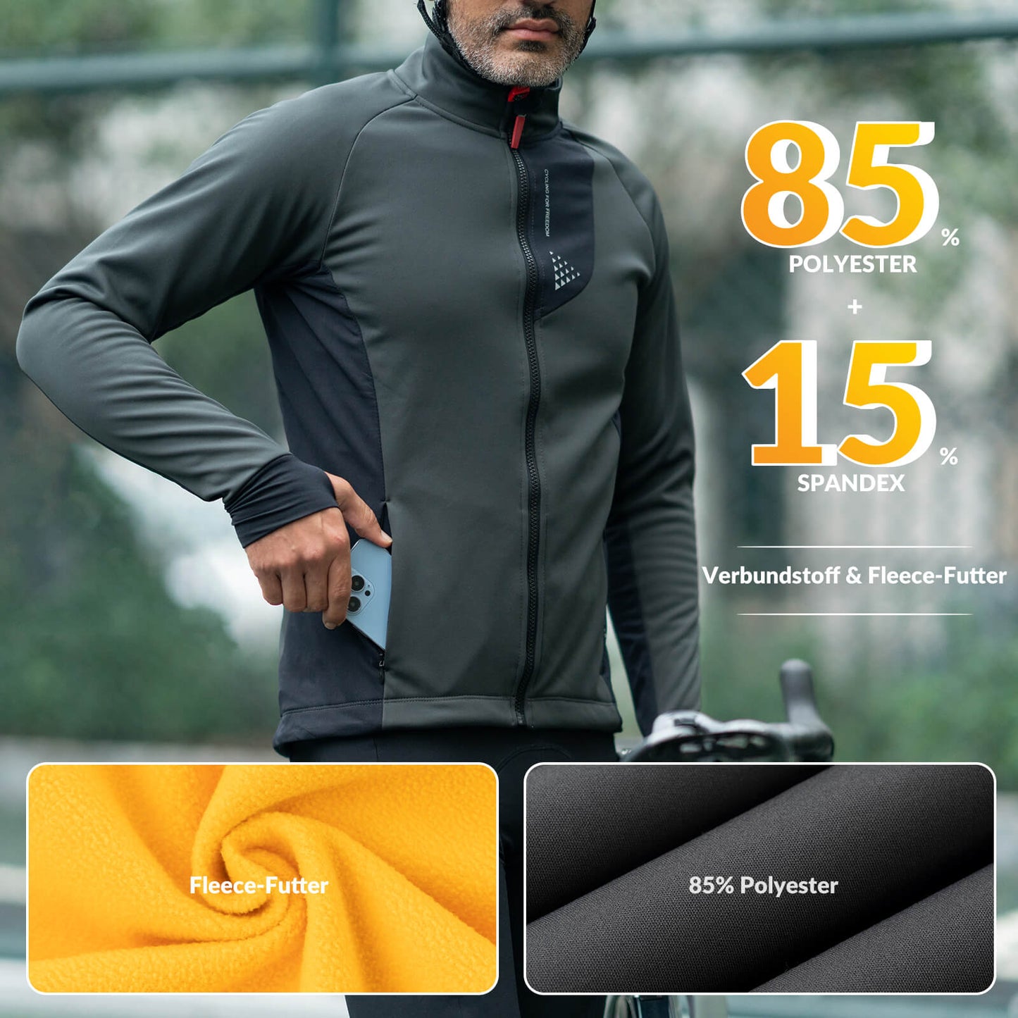 Veste de cyclisme d'hiver pour homme, coupe-vent, respirante avec doublure polaire, ROCKBROS