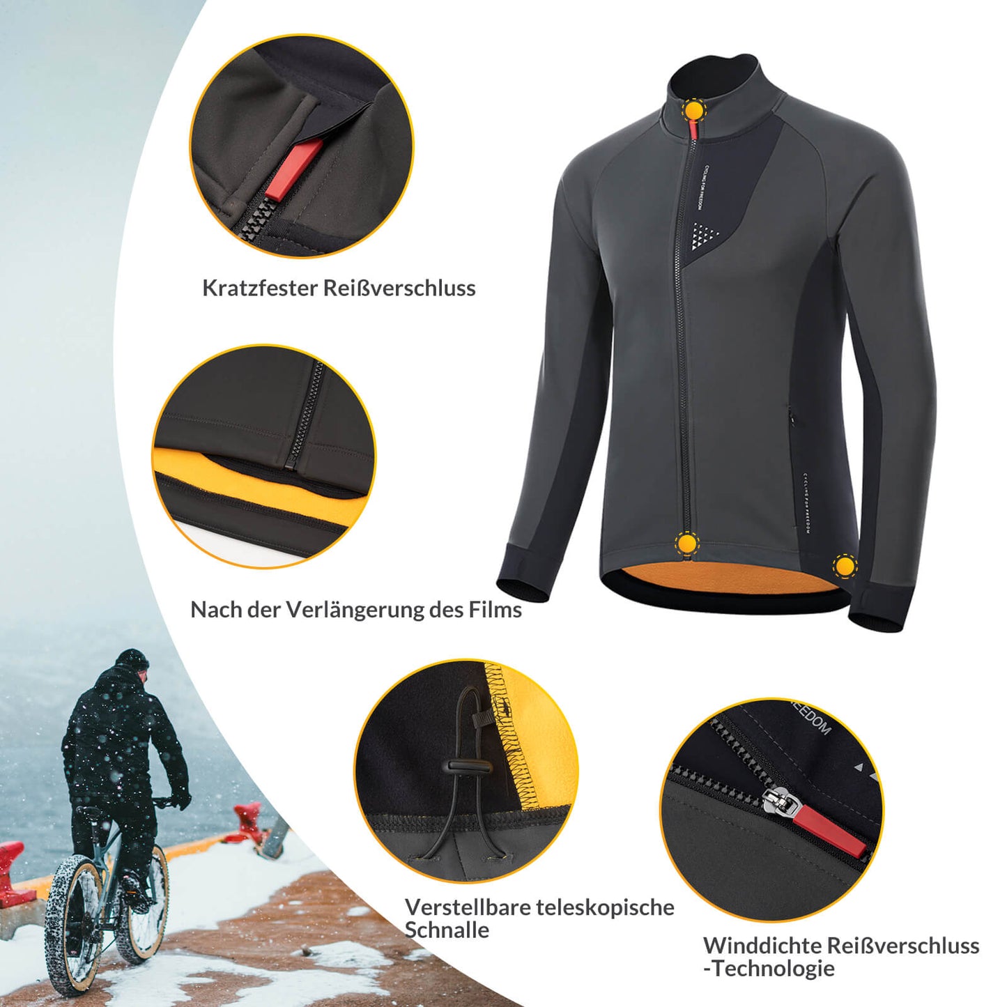 Veste de cyclisme d'hiver pour homme, coupe-vent, respirante avec doublure polaire, ROCKBROS