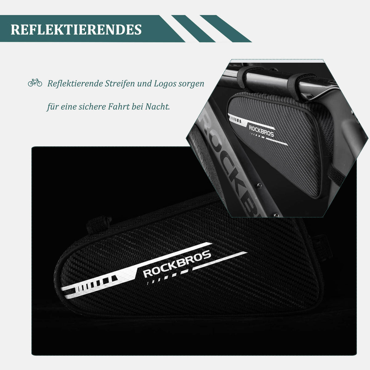 ROCKBROS Sac de cadre étanche Sac triangle pour VTT & vélos de route 1,2L