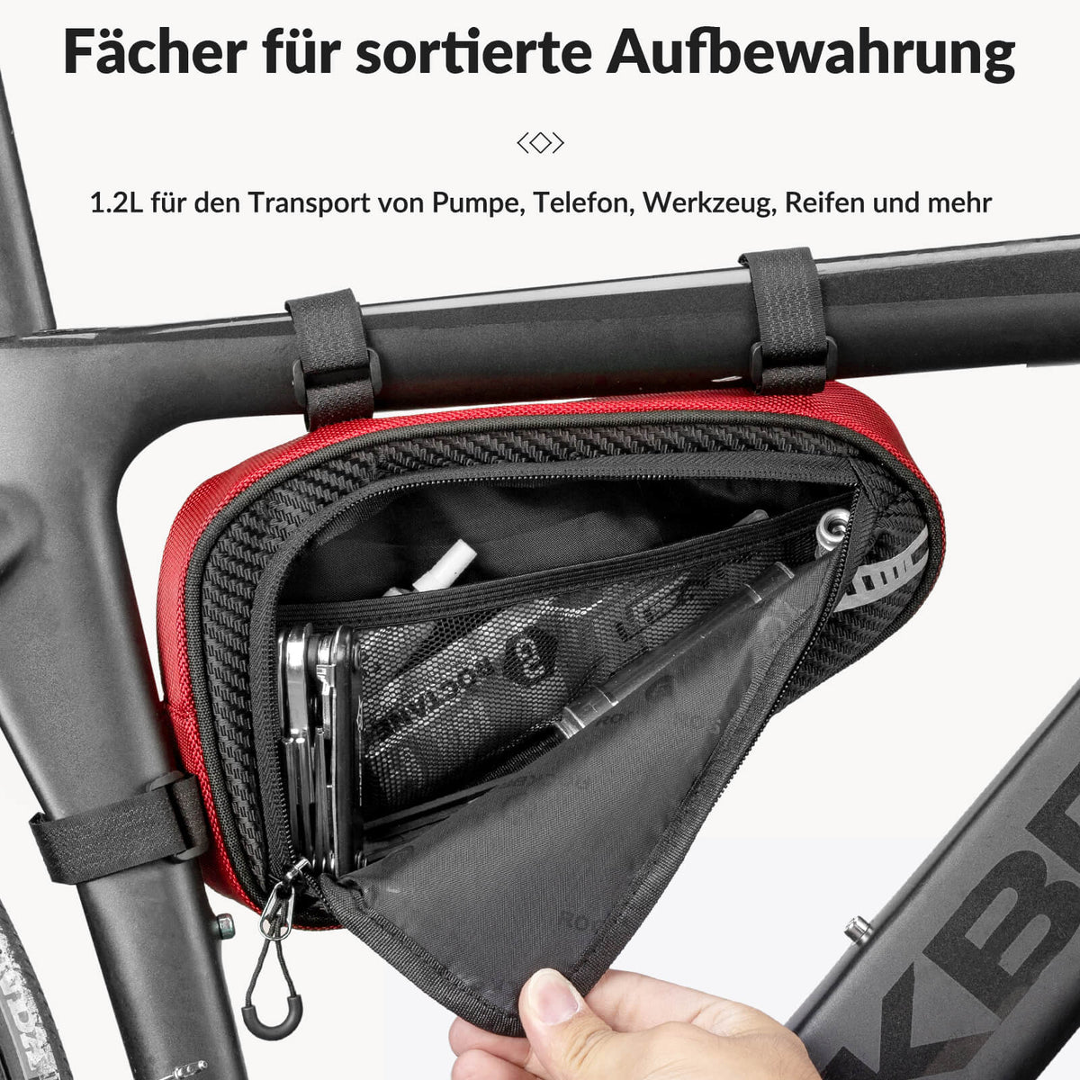 ROCKBROS Sac de cadre étanche Sac triangle pour VTT & vélos de route 1,2L