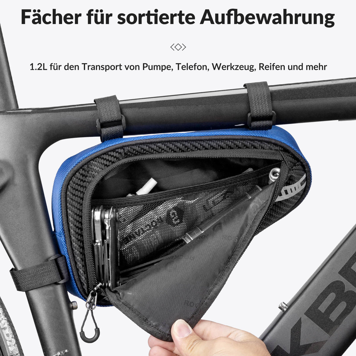 ROCKBROS Sac de cadre étanche Sac triangle pour VTT & vélos de route 1,2L
