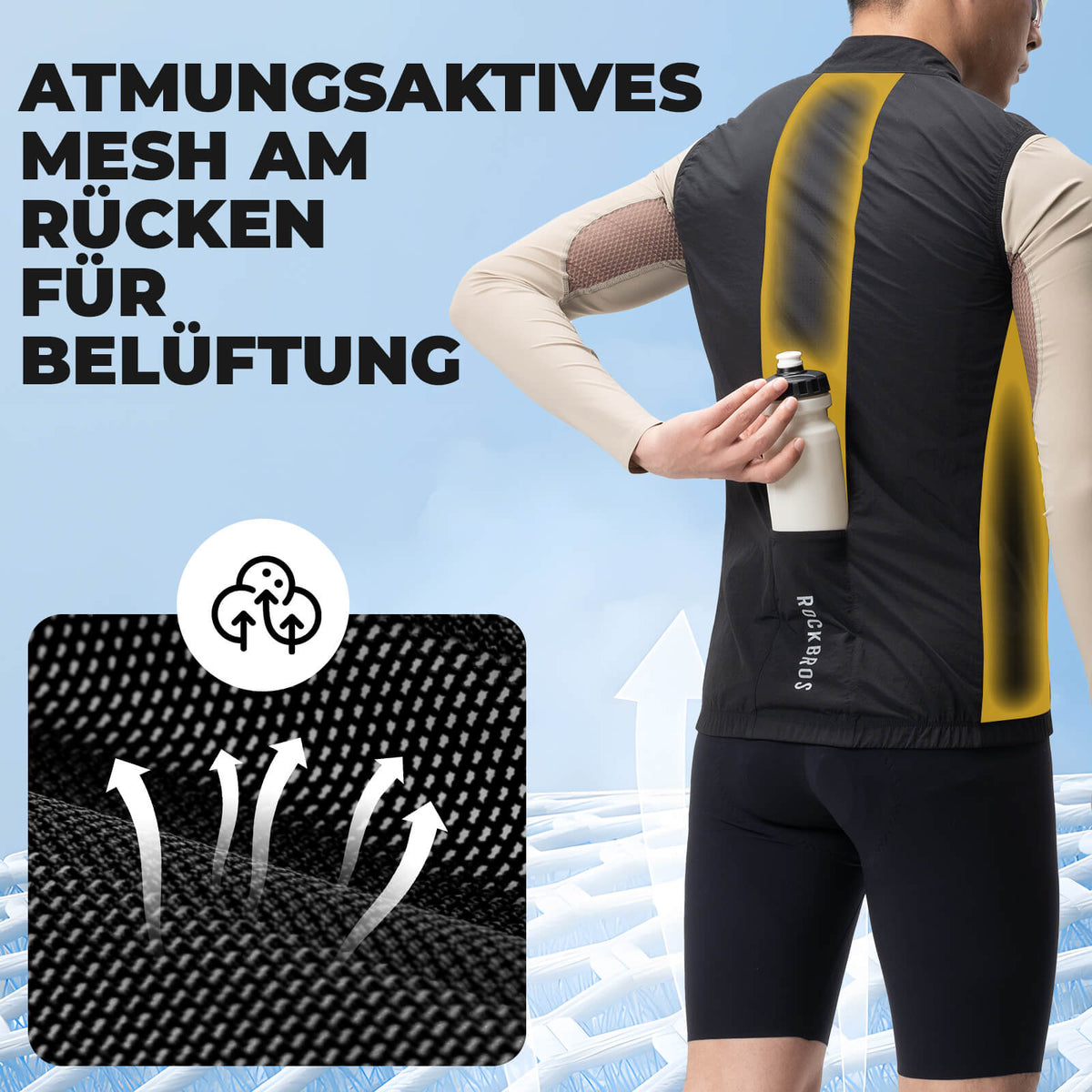 ROCKBROS Gilet de vélo sans manches Veste de vélo Pliable Respirant