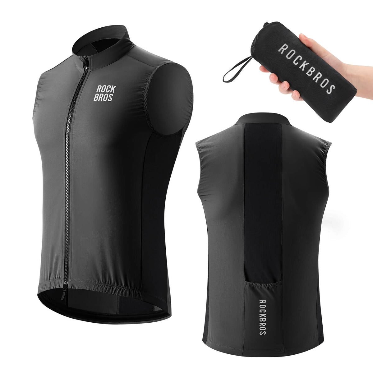 ROCKBROS Gilet de vélo sans manches Veste de vélo Pliable Respirant