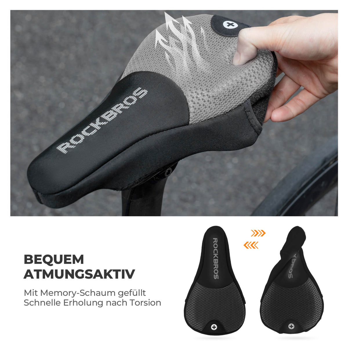 ROCKBROS Couvre-selle de vélo gonflable rembourré avec housse