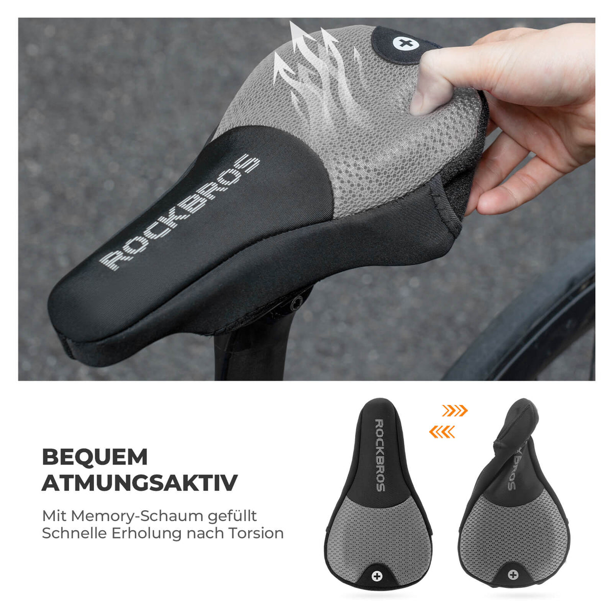 ROCKBROS Couvre-selle de vélo gonflable rembourré avec housse