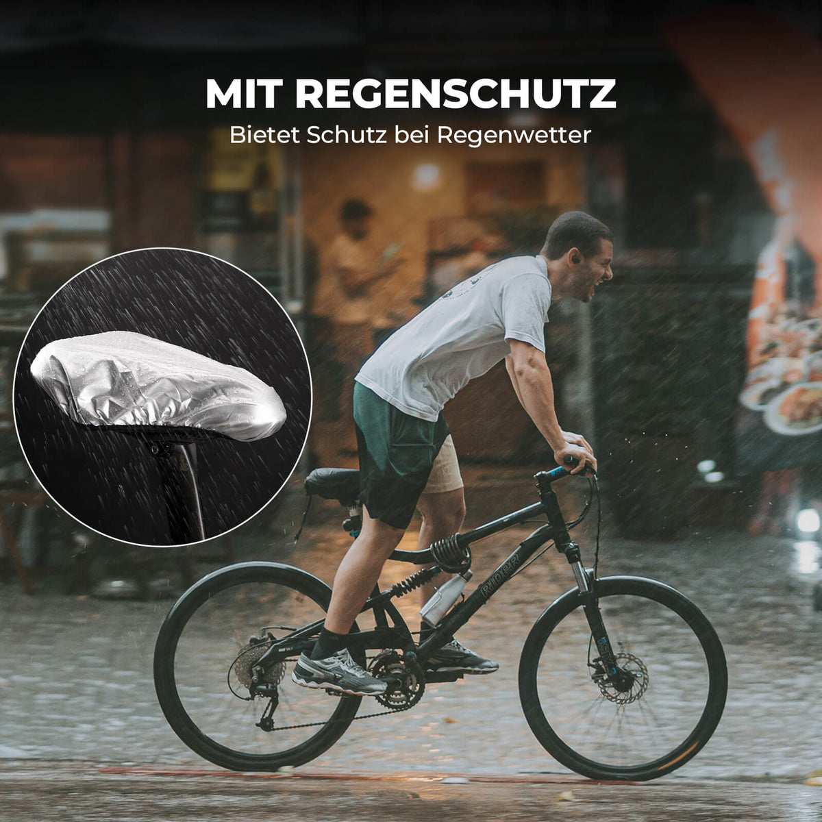 ROCKBROS Couvre-selle de vélo gonflable rembourré avec housse