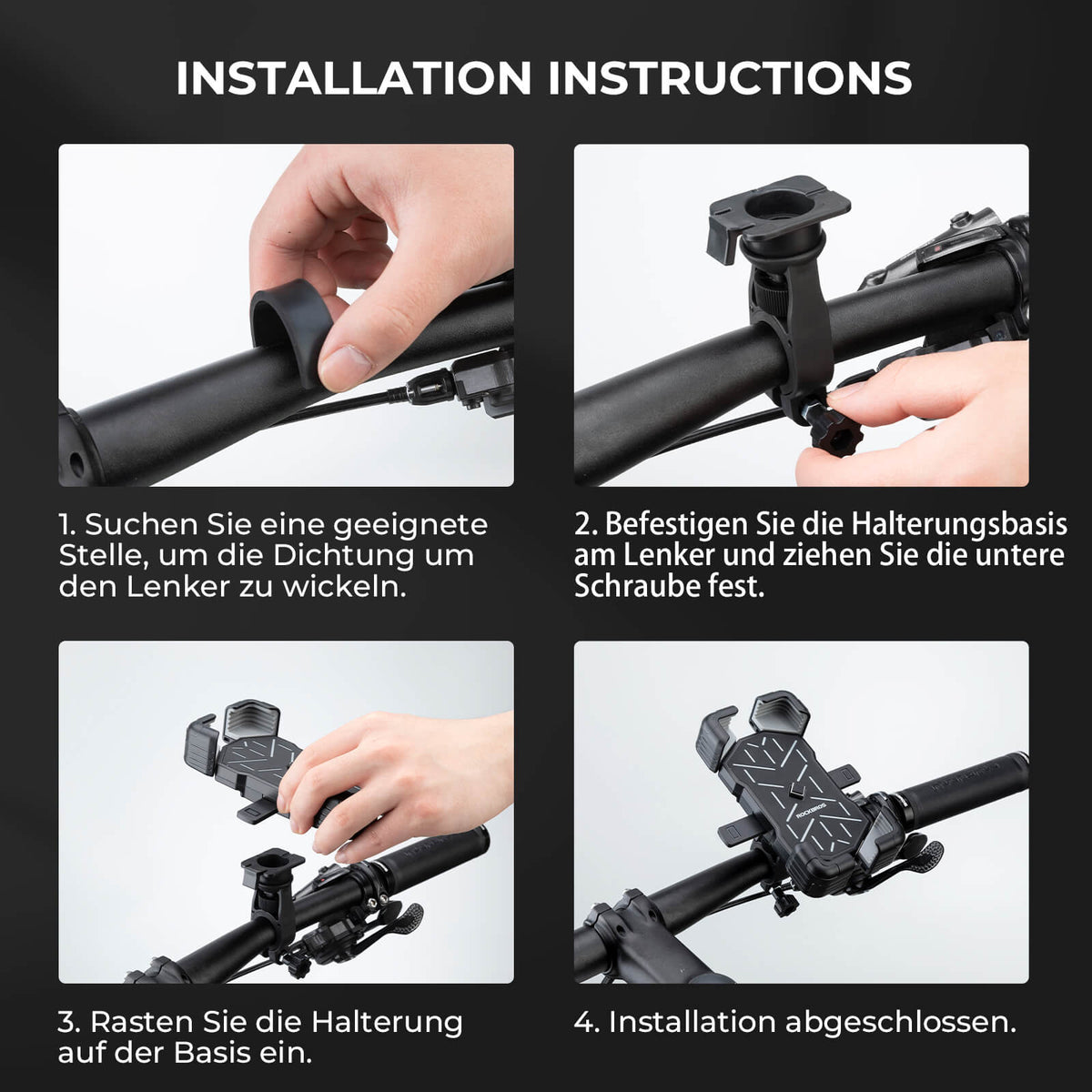 ROCKBROS Support de téléphone pour vélo rotatif 360° pour 4,5-7,2 pouces