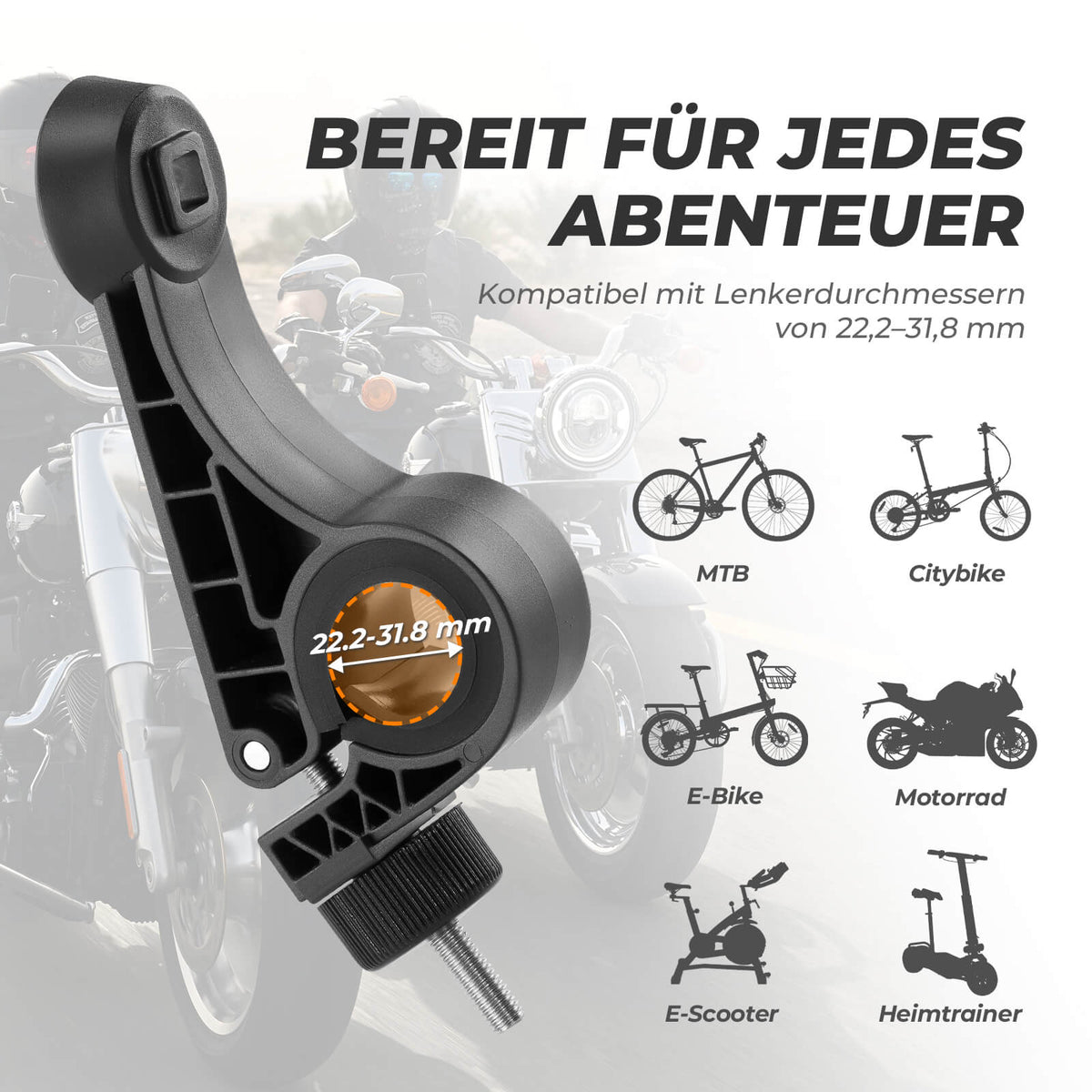 ROCKBROS Support de téléphone pour vélo rotatif 360° pour téléphones 4.5~7.2"