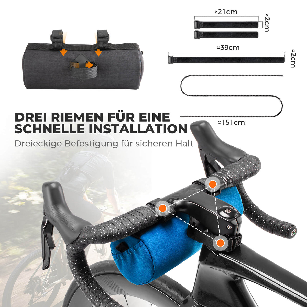 ROCKBROS Sac de guidon Compact avec Bandoulière 2L/3,6L - SketchRide Series