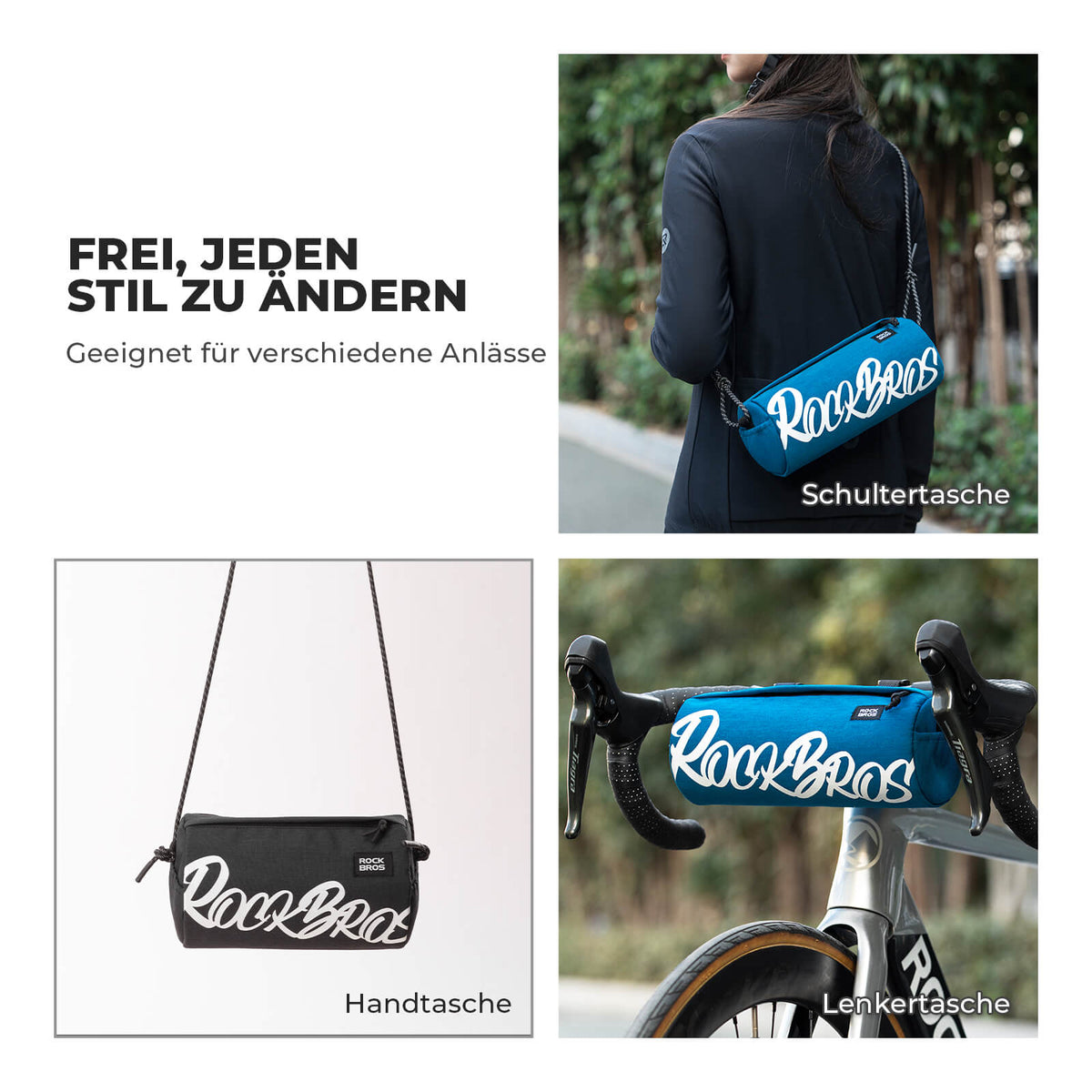 ROCKBROS Sac de guidon Compact avec Bandoulière 2L/3,6L - SketchRide Series