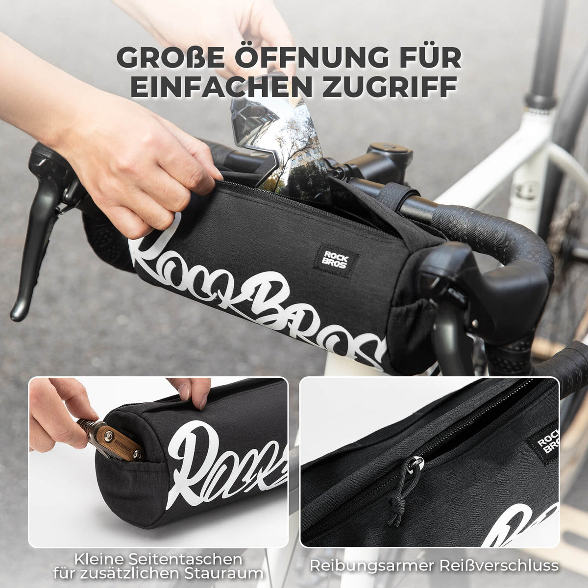 ROCKBROS Sac de guidon Compact avec Bandoulière 2L/3,6L - SketchRide Series