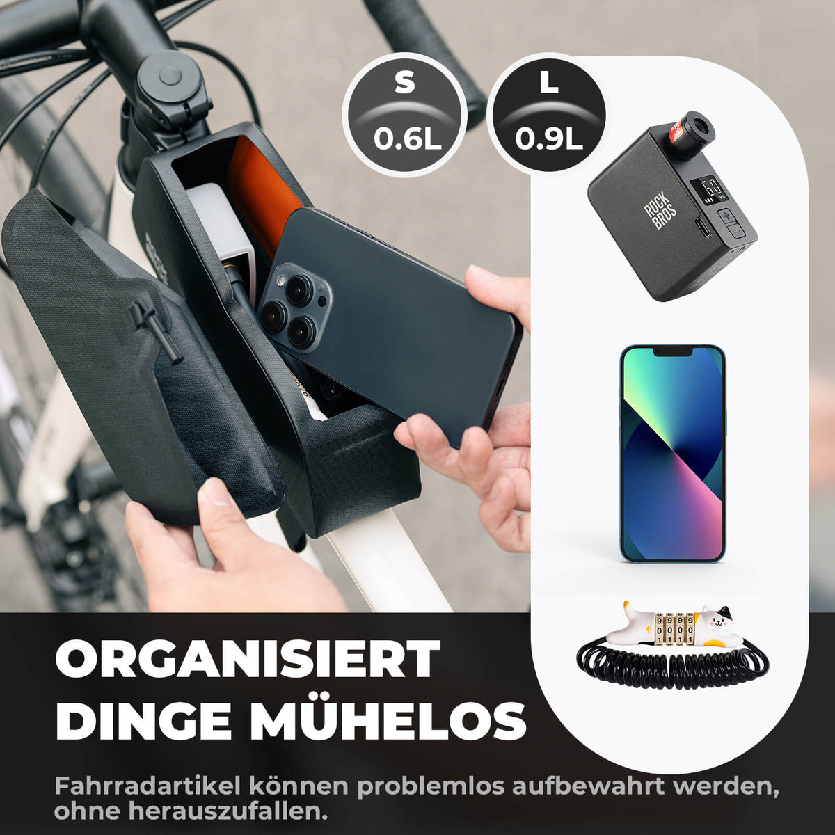 ROCKBROS Sac de tube supérieur magnétique 100% étanche