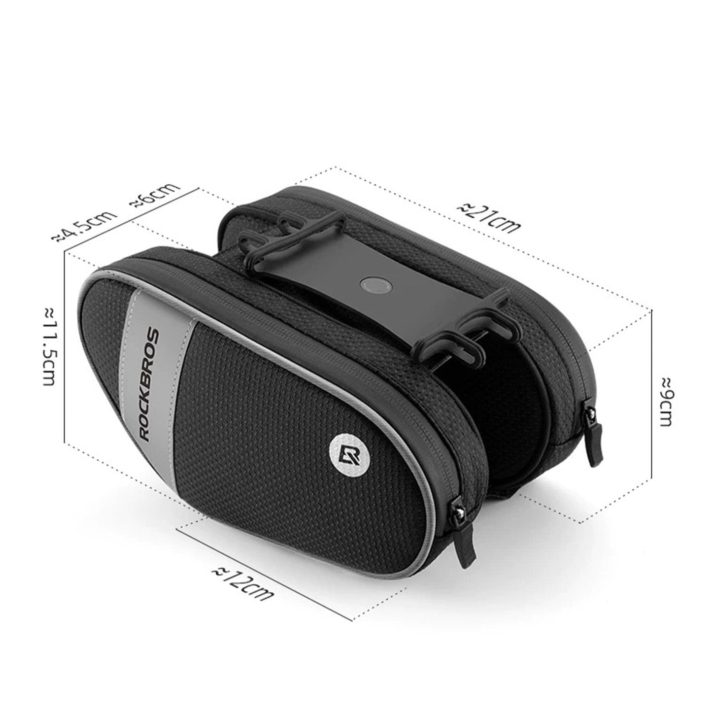 Sacoche de cadre de vélo avec support de téléphone rotatif à 360°, 1,5 L, BK ROCKBROS