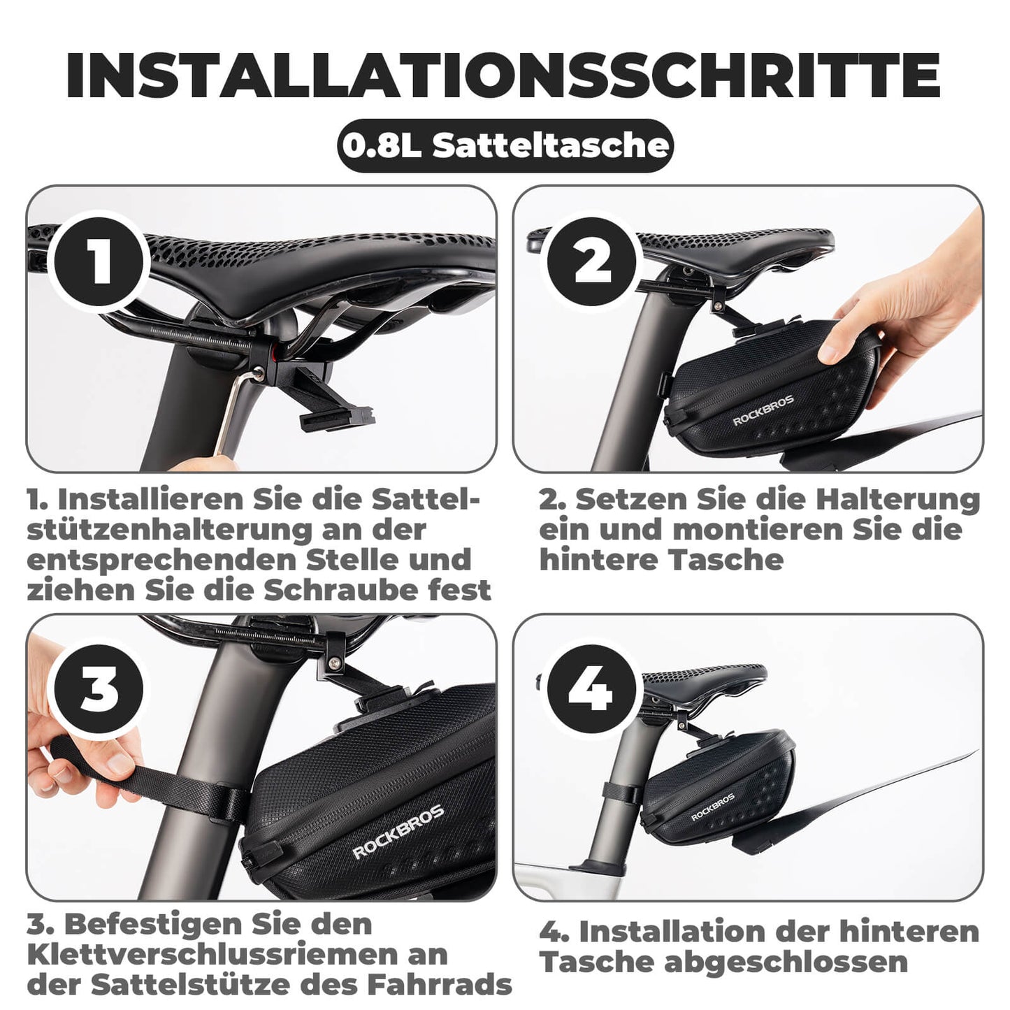 Sacoche de selle de vélo avec garde-boue, déperlante, 1,3 L/0,8 L, ROCKBROS