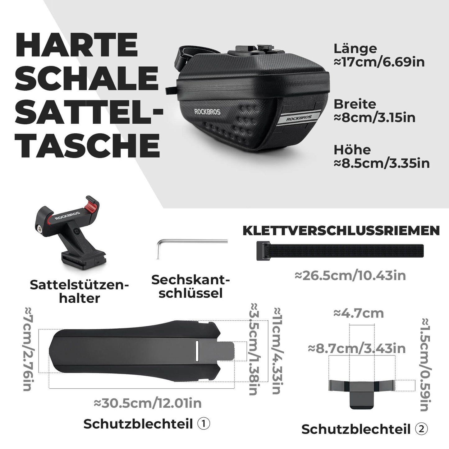 Sacoche de selle de vélo avec garde-boue, déperlante, 1,3 L/0,8 L, ROCKBROS
