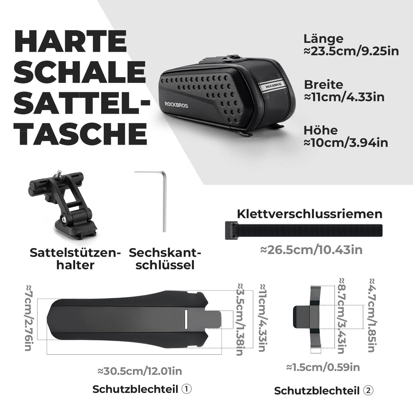 Sacoche de selle de vélo avec garde-boue, déperlante, 1,3 L/0,8 L, ROCKBROS